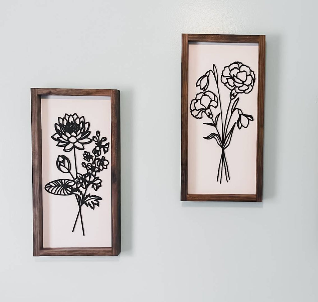 1 Birth Floral Acrylic Framed Wood Sign / Boho Decor / Floral Spring Sign / Floral Spring Decor/ Flower bunch sign/ flower decor/ - Pearline Design Co