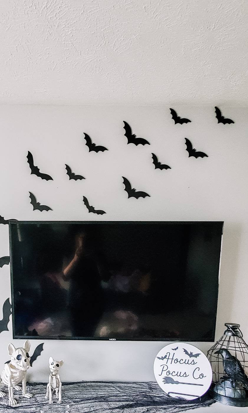 14 Acrylic Cut Bats Halloween 3D Sign/ Fall Decor/ halloween Sign/ Fall Wood Sign/ Front Porch Sign/ Front Door Sign/ Halloween decor - Pearline Design Co