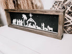 3D Nativity Scene with Starry Night Wood Sign/ Farmhouse Chirstmas Sign/ Christmas Wood Sign/ Christian Christmas sign/ Jesus Christmas Sign - Pearline Design Co