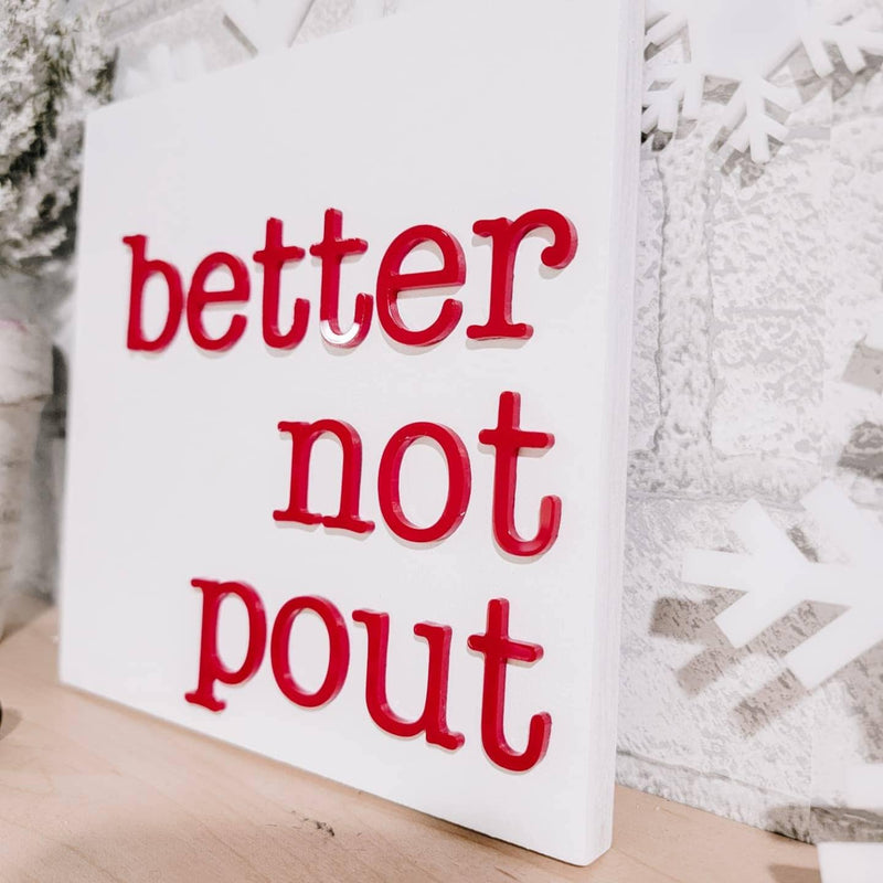 3D Unframed Better Not Pout Christmas Wood Sign/ Farmhouse Chirstmas Sign/ Christmas Wood Sign/ Christmas Front Door/ Boho Christmas - Pearline Design Co
