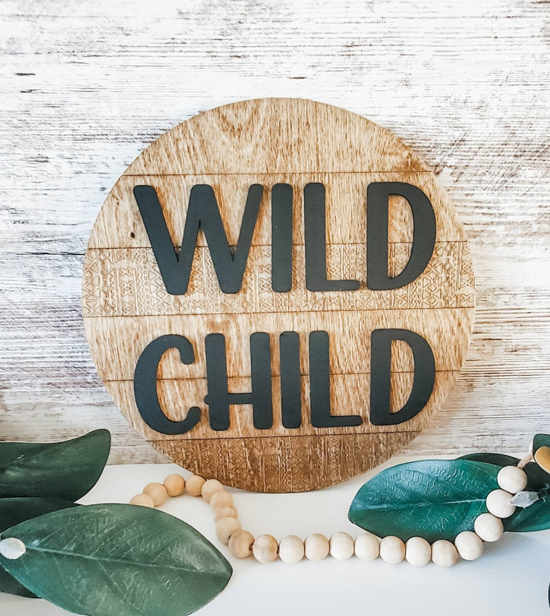 3D Wild Child Wood Cut Out / Nursery Playroom Bedroom Wood Cut Wall Art Sign Decor /Boho Bohemian Nursery/ Stay Wild Moon Child / Wild Child - Pearline Design Co
