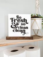 3d wood and acrylic Fresh and Clean | Wood Word cutout / Farmhouse | powder Room Sign/ half bath/ funny bathroom sign / funny wood sign / - Pearline Design Co