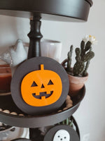 4" tiered Tray Wood Acrylic Halloween Circle Fall Decor/ halloween Sign/ Fall Wood Sign/ halloween Tray signs/ small Halloween sign / mini - Pearline Design Co