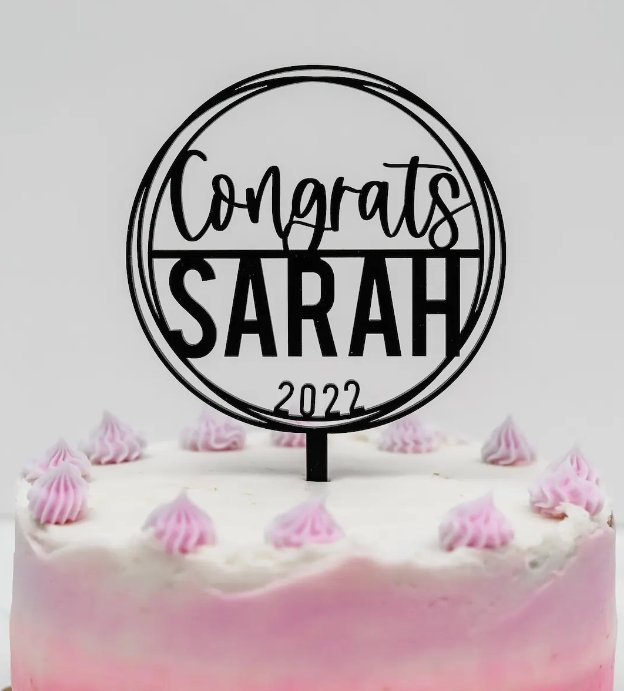 4"x7" Custom Name Cake Topper, Congrats Cake Topper, 2022 Grad Decor, Graduation Centerpiece, Name Cake Topper, Custom Party Decor, Personalized - Pearline Design Co