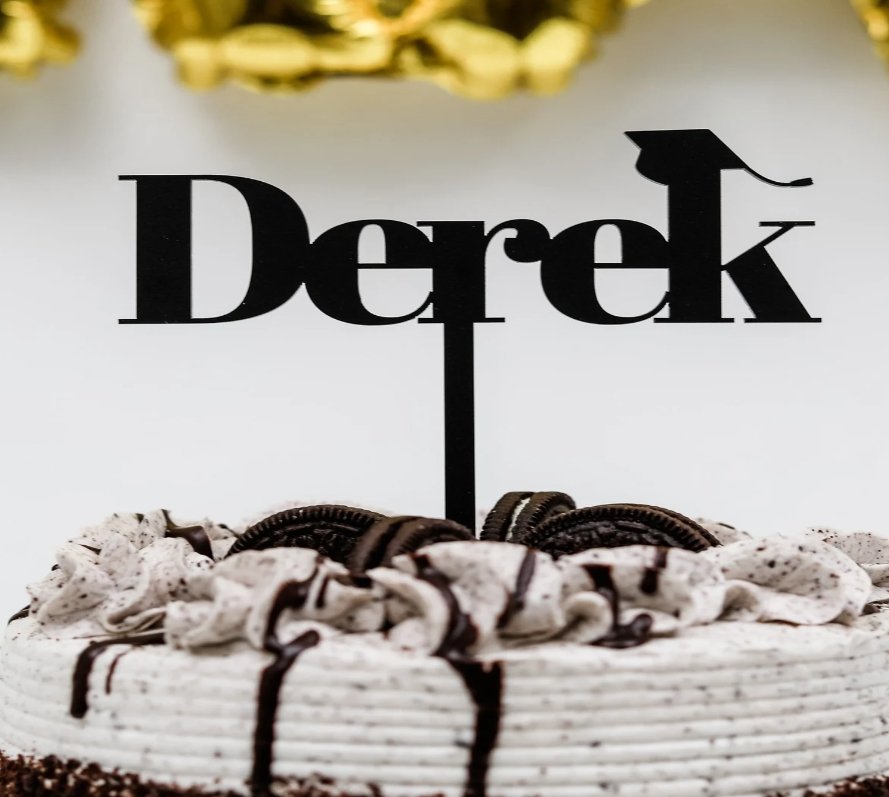 4"x7" Custom Name Cake Topper, Congrats Cake Topper, 2022 Grad Decor, Graduation Centerpiece, Name Cake Topper, Custom Party Decor, Personalized - Pearline Design Co