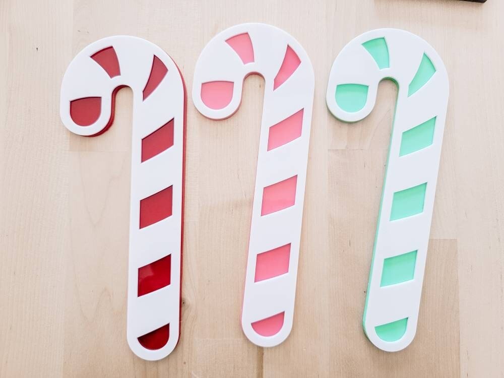 Acrylic Candy Canes / Christmas Decor / Christmas sign / farmhouse Christmas/ boho christmas/ Christmas shelf/ Christmas kids decor - Pearline Design Co