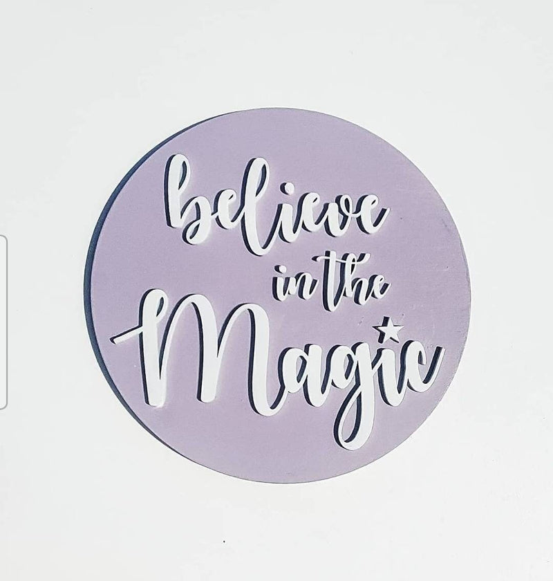 Believe in the magic wood Acrylic Sign/ Christmas Decor/ Christmas Wood Sign/ Front Porch Sign/ Kids Christmas Sign/ Kids Christmas decor - Pearline Design Co