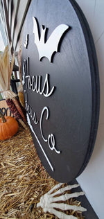 Black Hocus Pocus 3D Circle Wood Sign/ Fall Decor/ halloween Sign/ Fall Wood Sign/ Front Porch Sign/ Front Door Sign/ Halloween decor - Pearline Design Co