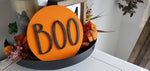 BOO! HALLOWEEN 3D Circle Wood Sign/ Fall Decor/ halloween Sign/ Fall Wood Sign/ Front Porch Sign/ Front Door Sign/ black and white decor - Pearline Design Co