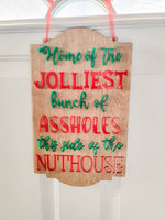 Christmas Vacation Jolliest bunch Acrylic Wood/ Christmas Decor/ Nuthouse Sign/ Front Porch Sign/ Christmas Sign/ Christmas door sign - Pearline Design Co