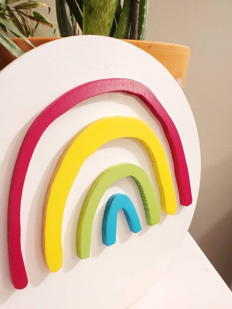 Circle boho Rainbow Wood Cut Out - Pearline Design Co