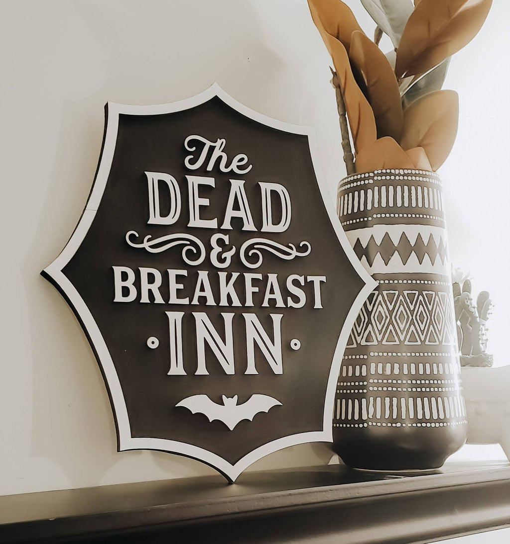 Dead and Breakfast Inn 3D Spooky Wood Sign/ Fall Decor/ halloween Sign/ Fall Wood Sign/ Front Porch Sign/ Front Door Sign/ Halloween decor - Pearline Design Co