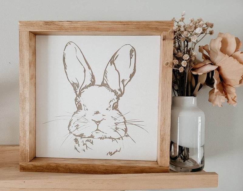 Easter Bunny Engraved Large wood sign/ Easter Decor/ Spring Mantle Decor / Easter Fireplace Sign/ tiered tray spring/ easter Shelf Sign - Pearline Design Co