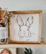 Easter Bunny Engraved Large wood sign/ Easter Decor/ Spring Mantle Decor / Easter Fireplace Sign/ tiered tray spring/ easter Shelf Sign - Pearline Design Co