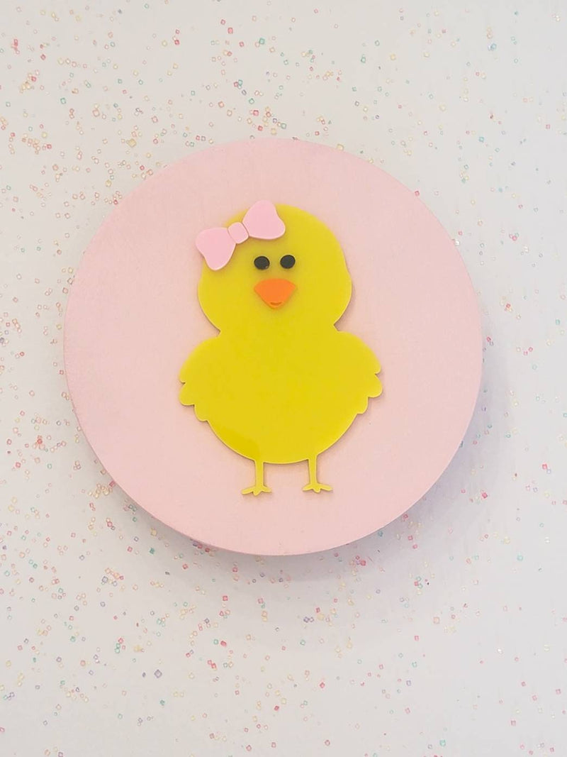 Easter Chick 3d Acrylic and Wood Sign/ Easter Sign/ Kids Easter Shelf Sign/ Holiday Sign/ girls easter Sign/ Easter welcome sign/ Girls Rule - Pearline Design Co