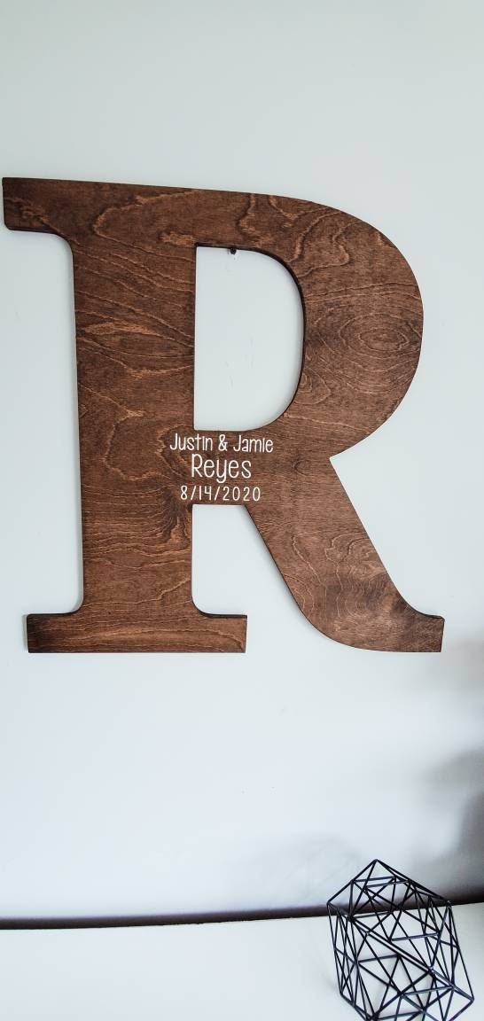 Engraved Large 3D Wood Initial Guest Book/ Wedding Sign/ Wedding Guest Book/ Newly Wed Gift/ Wedding Shower Sign/ Large Wood Letters/Nursery - Pearline Design Co