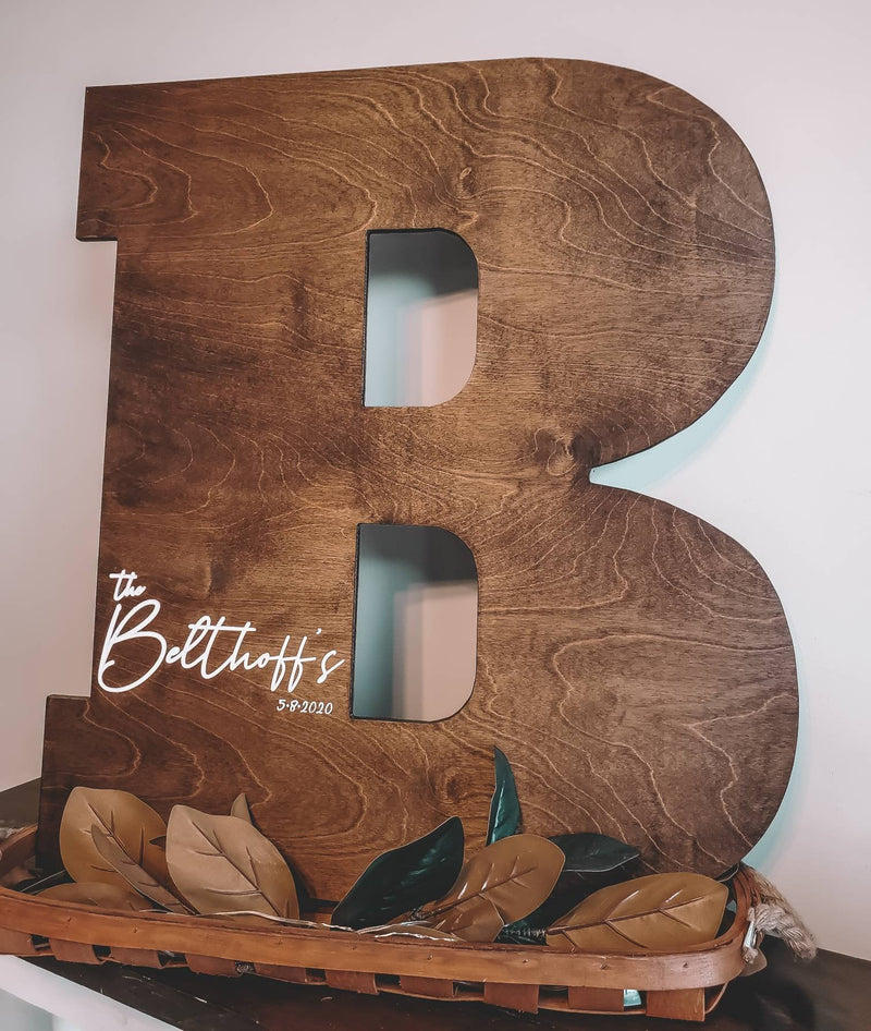 Engraved Large 3D Wood Initial Guest Book/ Wedding Sign/ Wedding Guest Book/ Newly Wed Gift/ Wedding Shower Sign/ wedding guest alternative - Pearline Design Co