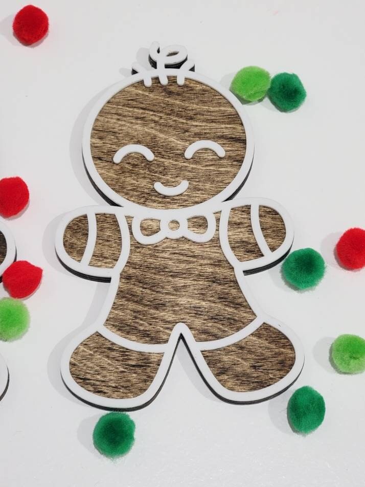 Gingerbread Boy Girl Sign/ Christmas Decor/ Christmas Sign/ wood and acrylic sign/ Kids Christmas Sign/ Kids Christmas decor - Pearline Design Co
