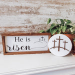 He Is Risen Christian Easter Wood Sign/ Farmhouse Easter Sign/ Christian Wood Sign/ Christian Easter sign/ Jesus Easter Sign/ - Pearline Design Co