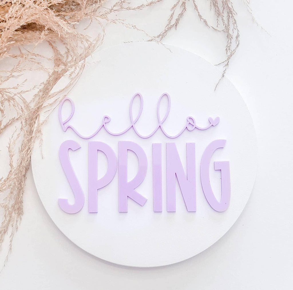 Hello Speing Welcome acrylic Wood Sign/ Spring Easter sign/ Easter Decor/ Easter sign/ Spring sign/ pastel sign - Pearline Design Co