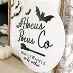 Hocus Pocus 3D Circle Acrylic & Wood Sign/ Fall Decor/ halloween Sign/ Fall Wood Sign/ Front Porch Sign/ Front Door Sign/ Halloween decor - Pearline Design Co