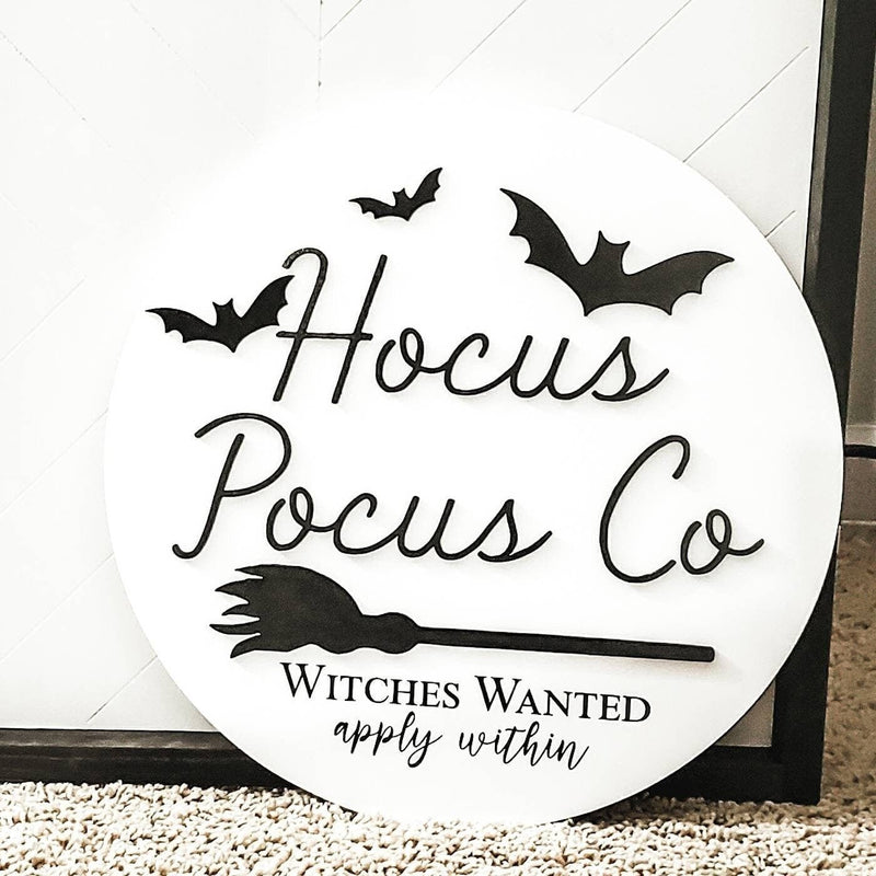 Hocus Pocus 3D Circle Acrylic & Wood Sign/ Fall Decor/ halloween Sign/ Fall Wood Sign/ Front Porch Sign/ Front Door Sign/ Halloween decor - Pearline Design Co
