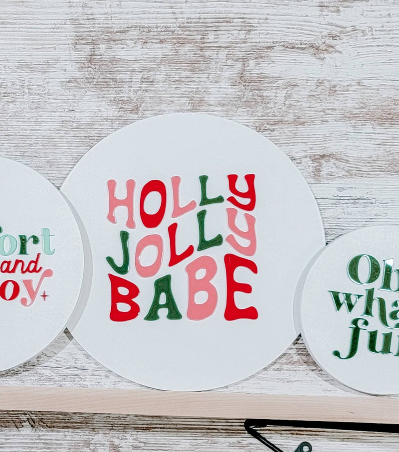 Holly Jolly Babe 3d Acrylic and Wood Sign/ Christmas Sign/ Kids Christmas Shelf Sign/ Holiday Sign/ Kids Christmas Sign/ Kids Christmas - Pearline Design Co