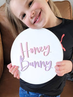 Honey Bunny 3d Acrylic and Wood Sign/ Easter Sign/ Kids Easter Shelf Sign/ Holiday Sign/ girls easter Sign/ Easter welcome sign/ Girls Rule - Pearline Design Co