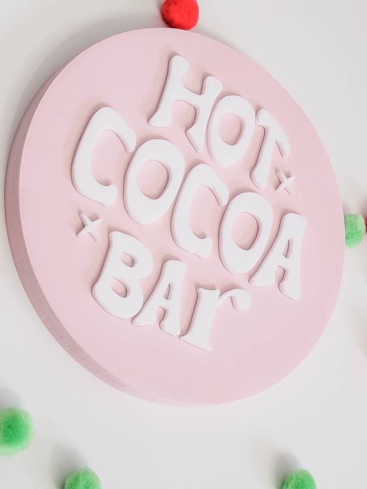 Hot Cocoa Bar 3d Acrylic and Wood Sign/ Christmas Sign/ Kids Christmas Shelf Sign/ Holiday Sign/ Kids Christmas Sign/ Kids Christmas/ - Pearline Design Co
