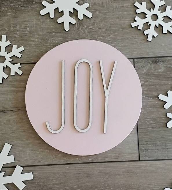 JOY 3D Circle Wood Sign/ Christmas Decor/ Christmas Sign/ Fall Wood Sign/ Front Porch Sign/ Kids Christmas Sign/ Kids Christmas decor - Pearline Design Co