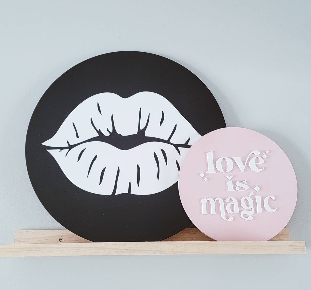 Kiss Lips Acrylic Wood Valentines Day Large Wood Sign/ Valentines day sign/ Valentines Day Decor/ Valentine sign/ Valentine wood sign/ - Pearline Design Co