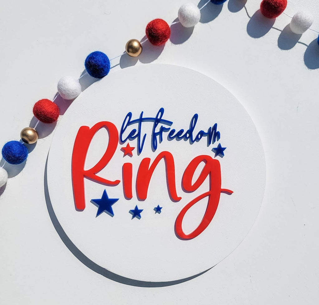 Let Freedom ring Acrylic and Wood Sign / summer sign / USA / American Flag / reading shelf sign/ America / 4th of july sign/ memorial day - Pearline Design Co
