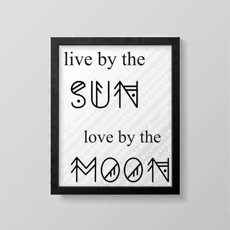 Live by The Sun Love By The Moon Aztec Font Printable SVG / PNG /JPG Image / Wall Art / Boho Bedroom Sign / Printable Wall Sign / Wall Art - Pearline Design Co