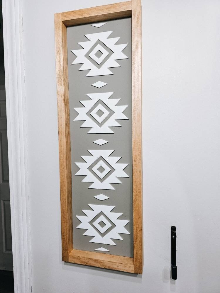 Long Bohemian Black and White Aztec Sign / Boho / Bohemian Sign / Tribal Print / Boho Wood Sign / Boho Wall Decor / Bohemian Wall Decor - Pearline Design Co
