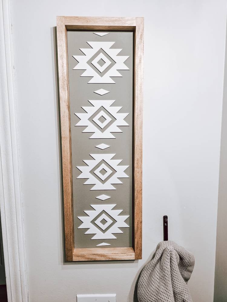 Long Bohemian Black and White Aztec Sign / Boho / Bohemian Sign / Tribal Print / Boho Wood Sign / Boho Wall Decor / Bohemian Wall Decor - Pearline Design Co