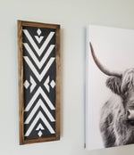 Long Bohemian Black and White Aztec Sign / Boho / Bohemian Sign / Tribal Print / Boho Wood Sign / Boho Wall Decor / Bohemian Wall Decor - Pearline Design Co