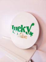Lucky Lad Lucky Babe Acrylic Wood Sign/ st. Patricks day sign/ st. Pata Day Decor/ lucky sign/ march sign/ clover sign/ spring signs - Pearline Design Co