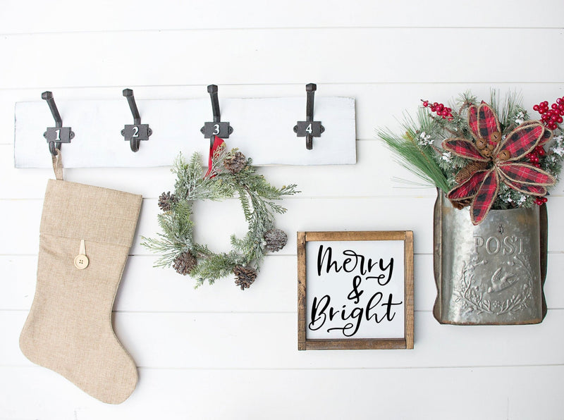 Merry and Bright Christmas Wood Sign/ Farmhouse Chirstmas Sign/ Christmas Wood Sign/ Christmas Front Door/ Boho Christmas/ Holiday Sign - Pearline Design Co