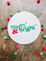 Merry & Bright 3d Acrylic and Wood Sign/ Christmas Sign/ Kids Christmas Shelf Sign/ Holiday Sign/ Kids Christmas Sign/ Kids Christmas - Pearline Design Co