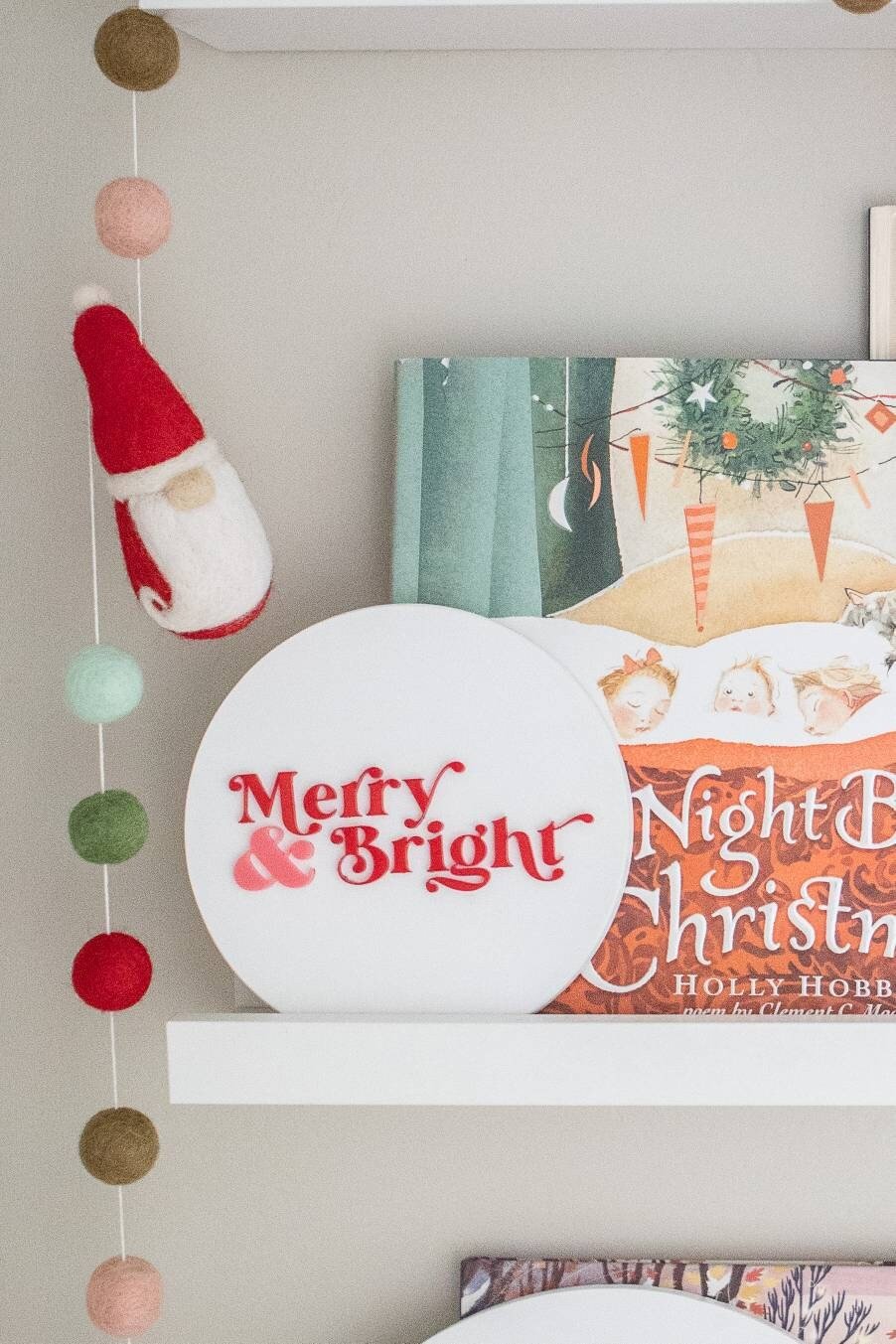 Merry & Bright 3d Acrylic and Wood Sign/ Christmas Sign/ Kids Christmas Shelf Sign/ Holiday Sign/ Kids Christmas Sign/ Kids Christmas - Pearline Design Co