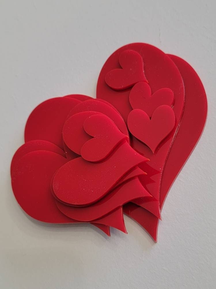 Multi Color 12 Piece Acrylic Heart Cutouts/ Valentine hearts/ Valentines Party Decor/ Wall Hearts/ Valentine Sign/ hearts for the wall - Pearline Design Co