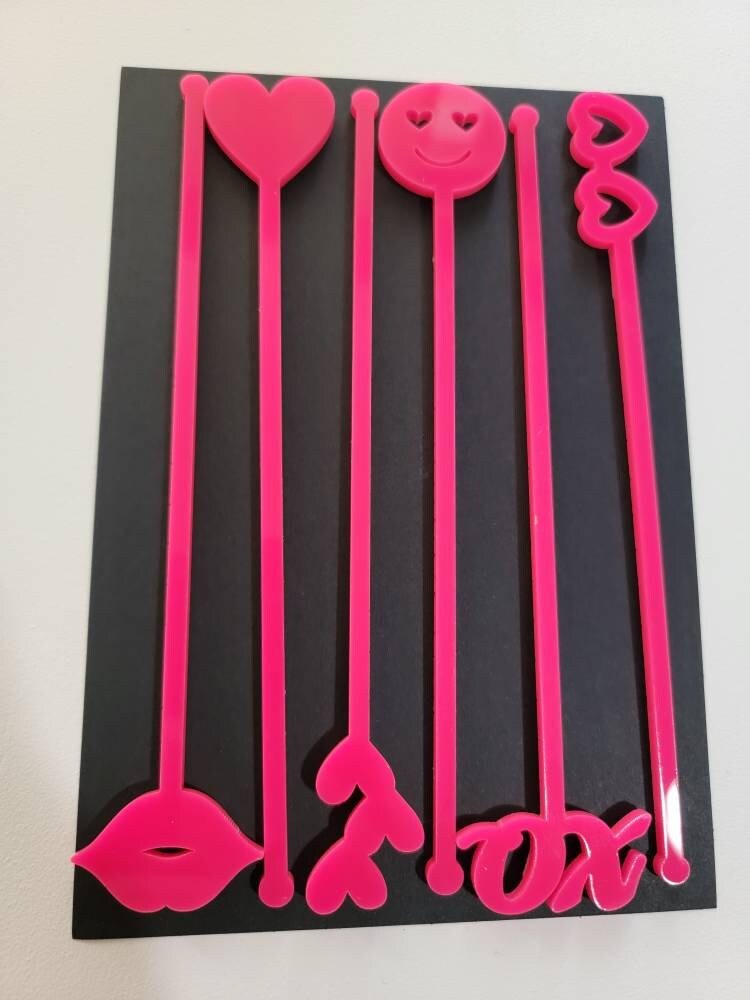 Multi Color Valentine Party Swizzle Sticks/ Stir Sticks/ Kids Valentine Party Kit/ Valentine Party Decor/ Pink Party/ Kids heart Birthday - Pearline Design Co