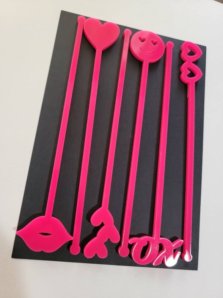Multi Color Valentine Party Swizzle Sticks/ Stir Sticks/ Kids Valentine Party Kit/ Valentine Party Decor/ Pink Party/ Kids heart Birthday - Pearline Design Co