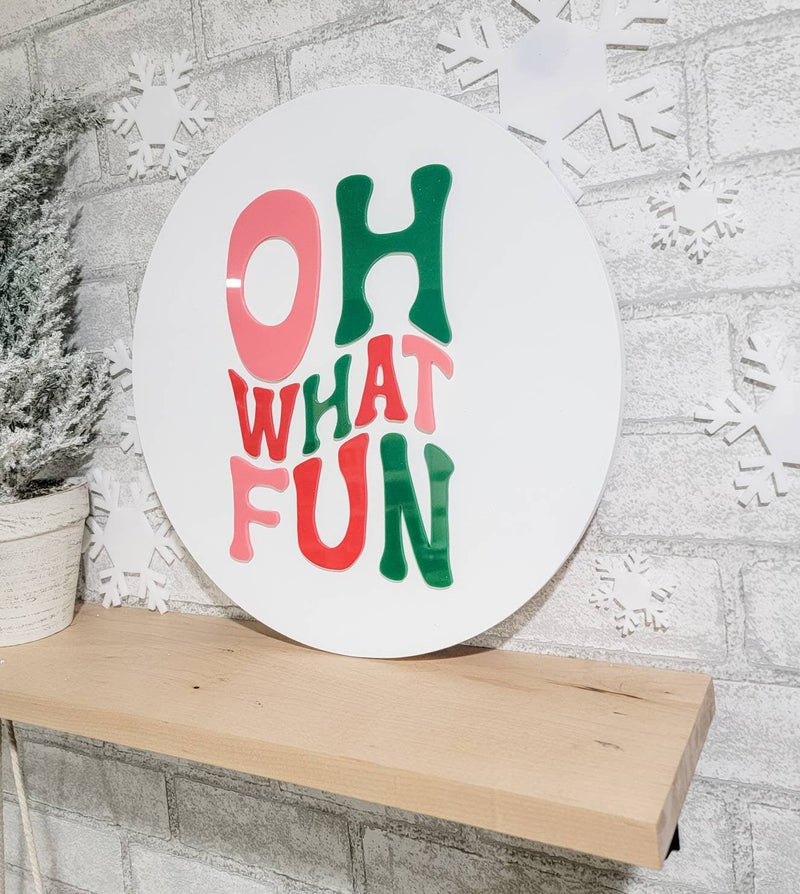 Oh What Fun 3d Acrylic and Wood Sign/ Christmas Sign/ Kids Christmas Shelf Sign/ Holiday Sign/ Kids Christmas Sign/ Kids Christmas - Pearline Design Co