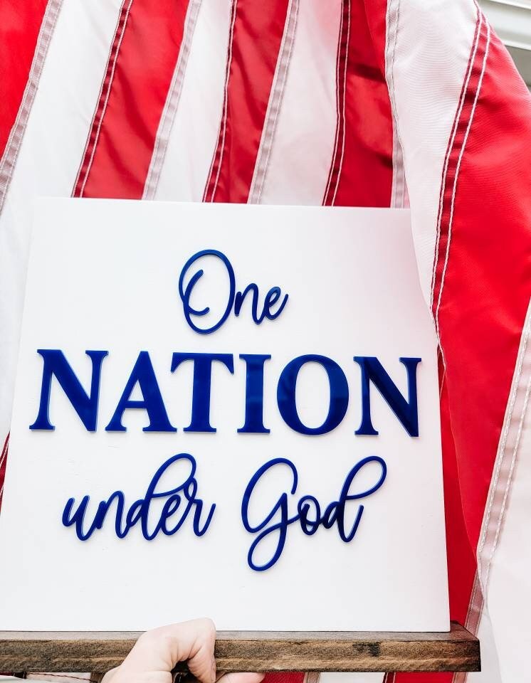 One Nation Under God American Flag Wood Sign / faith sign / USA / American Flag / Wood Sign / America / 4th of july sign/ memorial day sign - Pearline Design Co