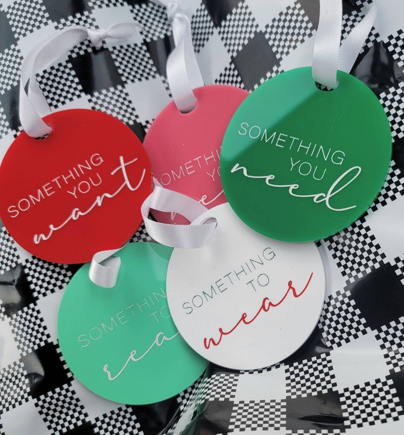 SET OF 4 Want Need Read Wear 3" Christmas Tag / Christmas tags / Christmas sign / farmhouse Christmas/ Boho christmas/ Kids gift tags/ - Pearline Design Co