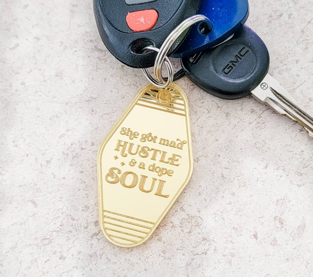 She got mad hustle and a dope sole acrylic keychain/ girl boss gift/ girlfriend gift/ galantine gift/ dope soul keychain/ boho keychain/ - Pearline Design Co