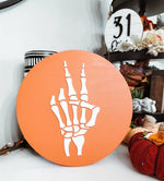 Skeleton Peace Sign Acrylic & Wood Sign/ Fall Decor/ halloween Sign/ Fall Wood Sign/ Front Porch Sign/ Front Door Sign/ Halloween decor - Pearline Design Co