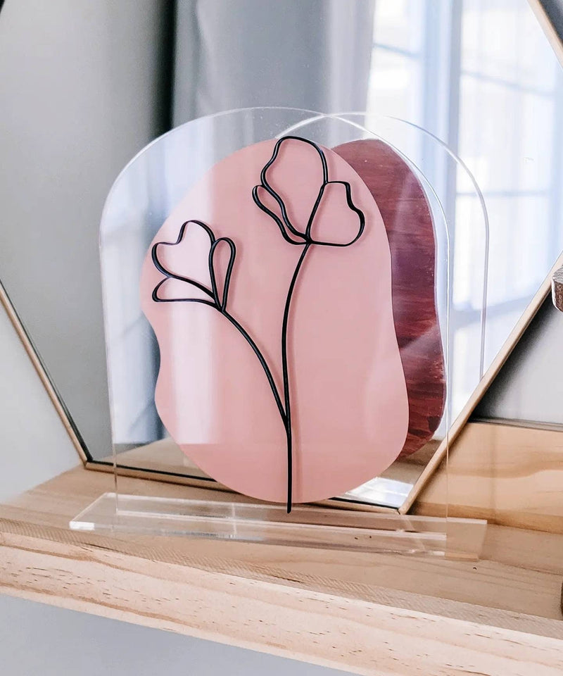 Standing Floral Leaf Modern Boho Shelf Sign - Pearline Design Co