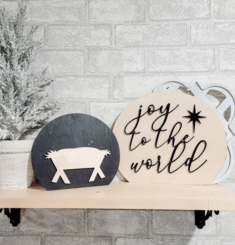 Start Night Nativity Manger Decor/ Christmas Sign/ Jesus Christmas / Christmas Tray signs/ small Christmas sign / tiered Tray Christmas/ - Pearline Design Co